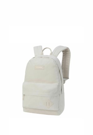 Zaino beige chiaro con spallacci imbottiti, tasca frontale con cerniera e piccolo logo sulla tasca frontale.