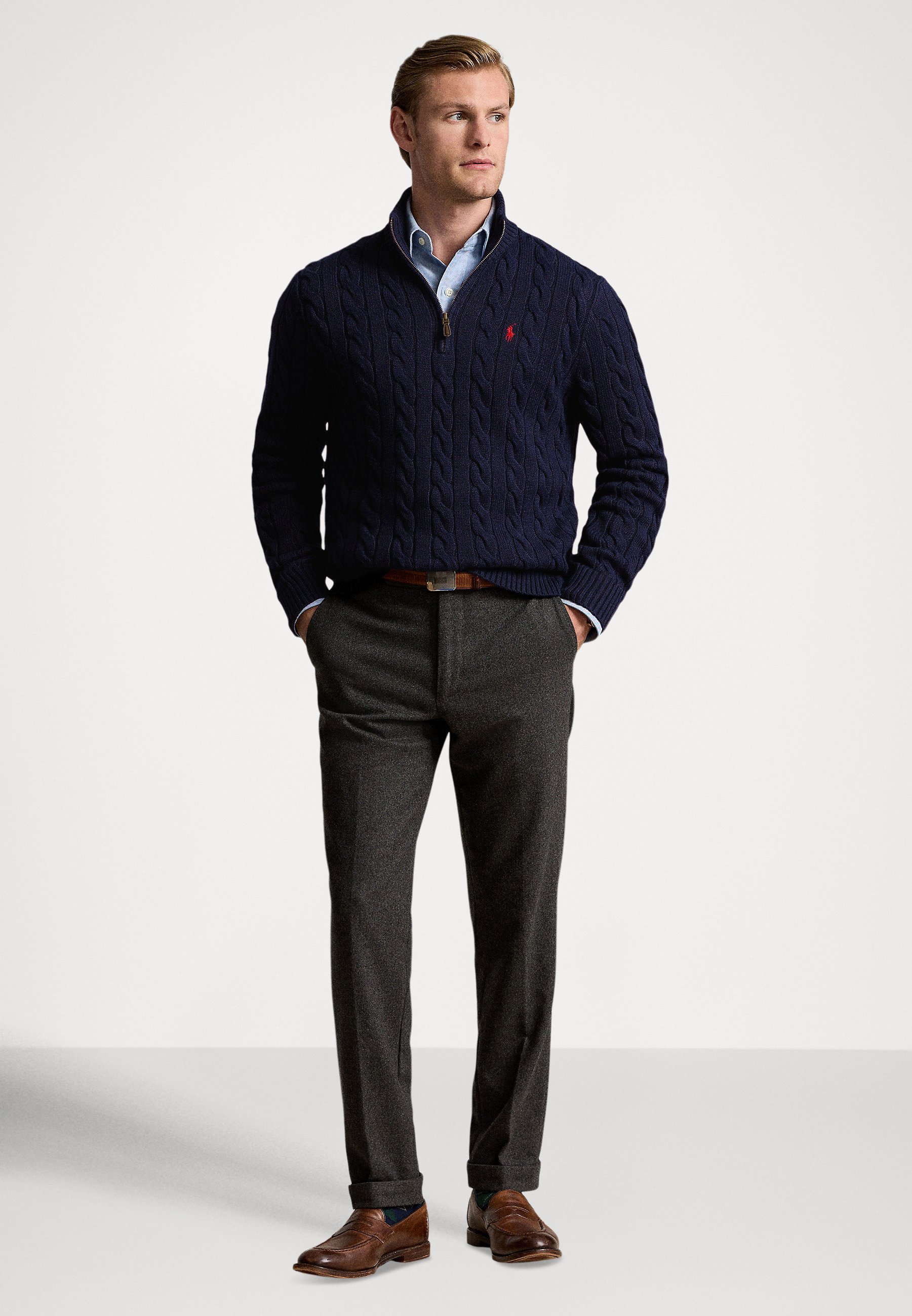 Polo Ralph Lauren CABLE-KNIT COTTON QUARTER-ZIP SWEATER