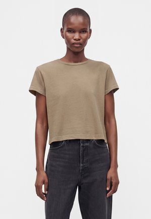 Agolde, ADINE SHRUNKEN TEE - Lihtne T-särk - trail brown grey