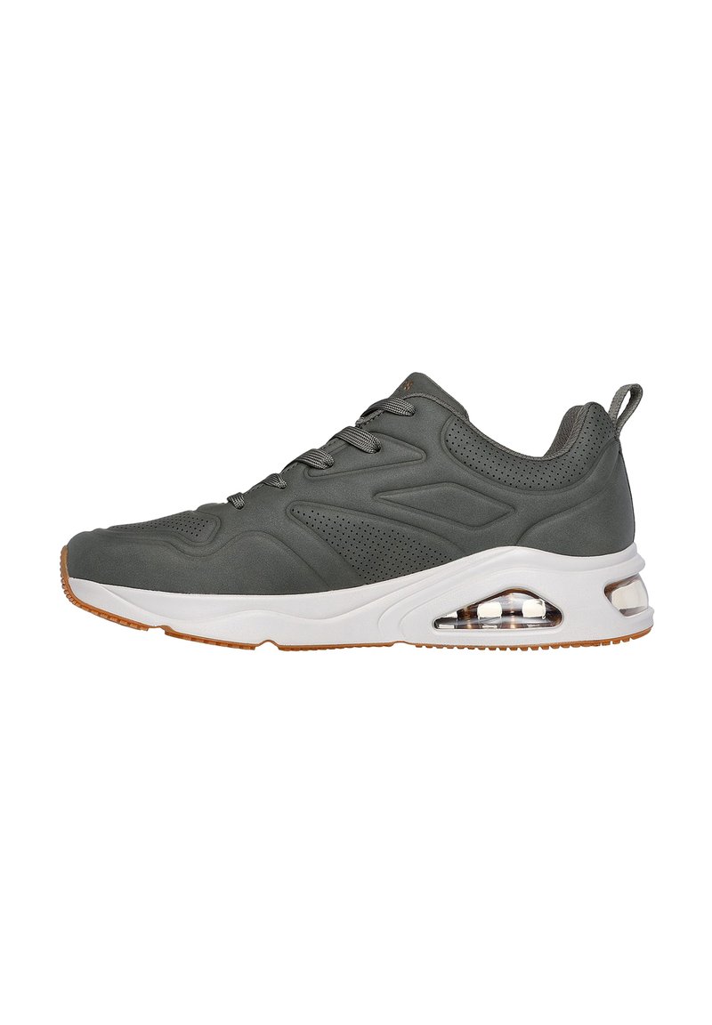 Zapatillas deportivas grises con parte superior texturizada, perforaciones para la transpirabilidad, entresuela blanca y amortiguación de aire visible. Suela de goma.