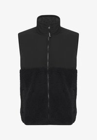Leather-trimmed teddy vest in beige - Moncler Leather-trimmed teddy vest in beige - Moncler