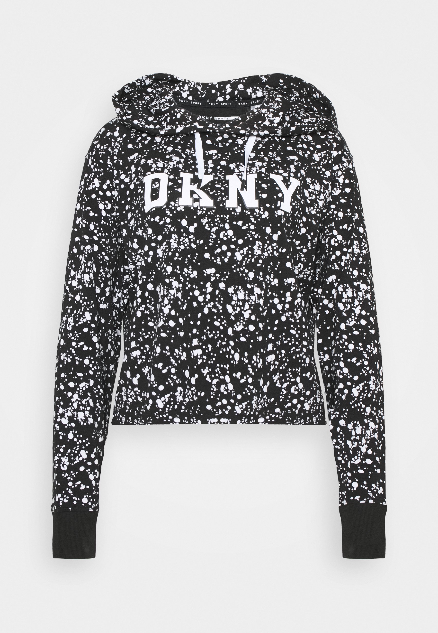 DKNY SPLATTER PRINT HOODIE Longsleeve blackwhiteZwart DKNY LONGSLEEVE LEOPARD LOGO APPLIQUE Sweater black