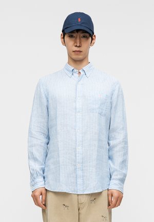 CUSTOM FIT STRIPED LINEN SHIRT - Hemd - harbor island blue/white