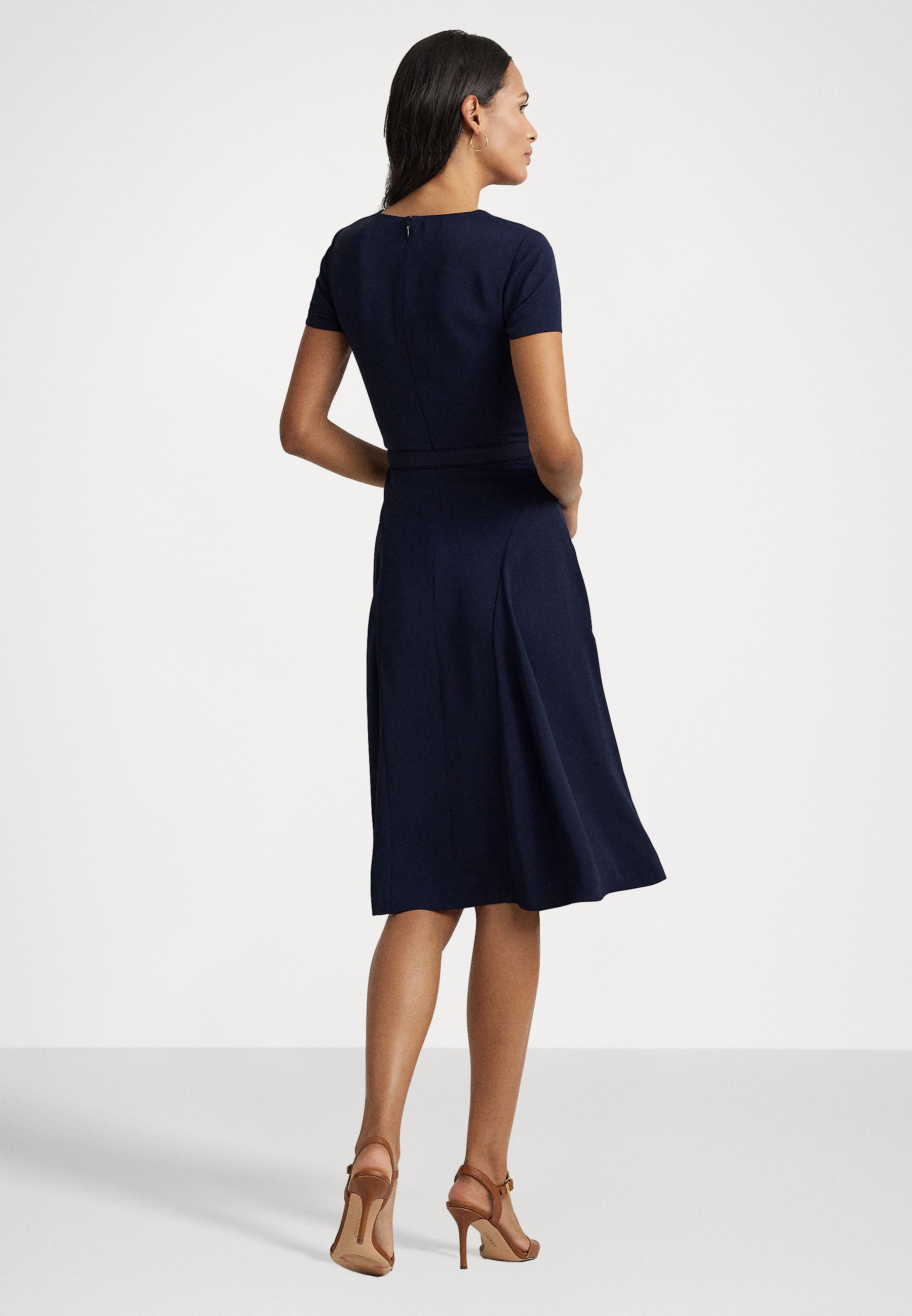 Lauren Ralph Lauren Petite BELTED GEORGETTE DRESS - Robe de jour -  lighthouse navy/bleu marine - ZALANDO.FR