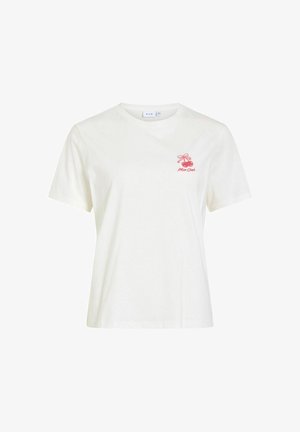 VILA, SHORT-SLEEVED T-SHIRT VISYBILLA ROUND NECK - Camiseta estampada - snow white