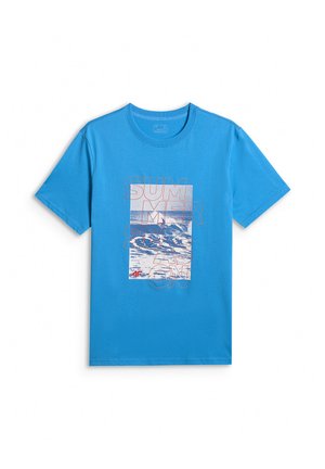 4F, 4F T-SHIRT REGULAR Z NADRUKIEM MĘSKI - NIEBIESKI L - T-shirt print - blue