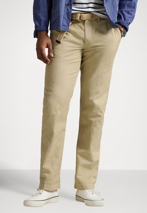 STRAIGHT FIT LINEN-COTTON PANT - Nadrágok - coastal beige