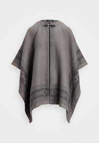 Lauren Ralph Lauren BUCKLE TRIM BELTING MOTIF JACQUARD RUANA - Pláštenka - grey/black
