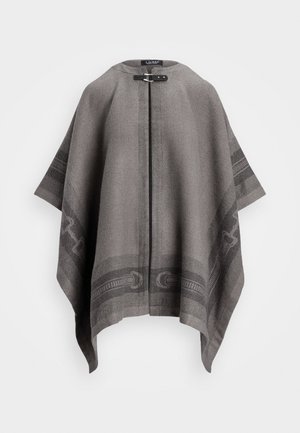 Lauren Ralph Lauren BUCKLE TRIM BELTING MOTIF JACQUARD RUANA - Cape - grey/black