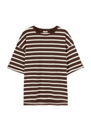 Oltre, T-SHIRT OVER A RIGHE - T-Shirt print - marrone