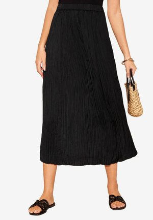 SOFT CRINKLE MIDI - REGULAR FIT - A-vonalú szoknya - black