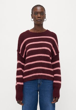 ONLMALLY LIFE DETAIL O NECK  - Pullover - winetasting melange/sea pink melange