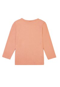 T-shirt a maniche lunghe color pesco con scollatura rotonda. Materiale in cotone morbido. Design semplice senza motivi o decorazioni.