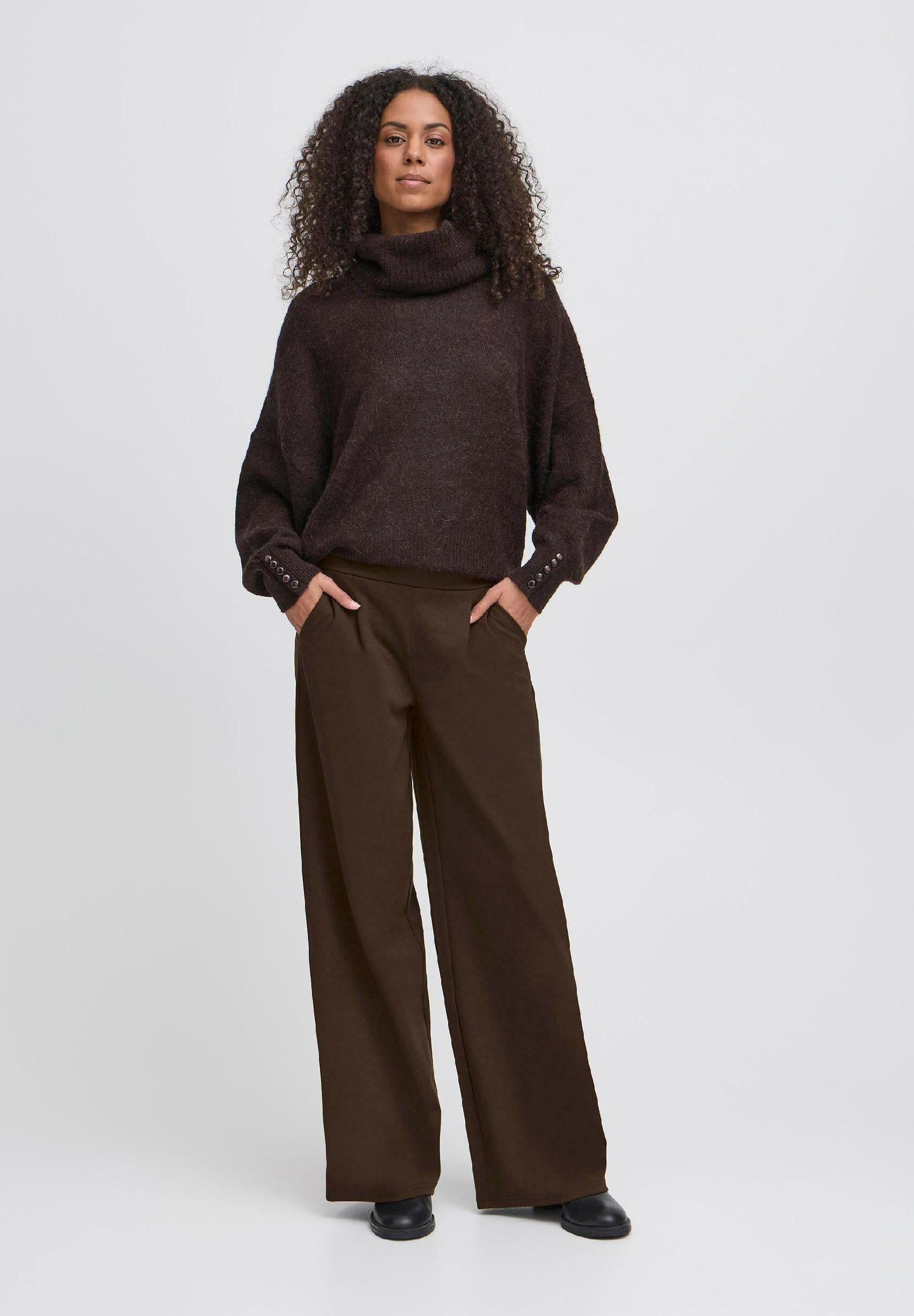 ICHI IHKATE SUS LONG WIDE PA2 - Broek - chocolate torte/bruin