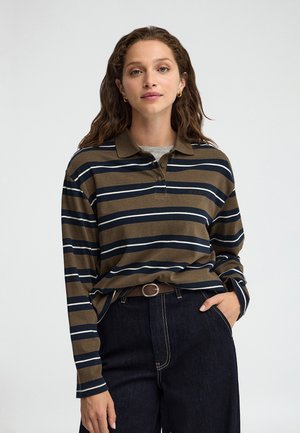 Polo Club, POLOSHIRT WOMAN NIA POLO STRIPES LONG SLEEVE REGULAR FIT - Polo - brown-navy