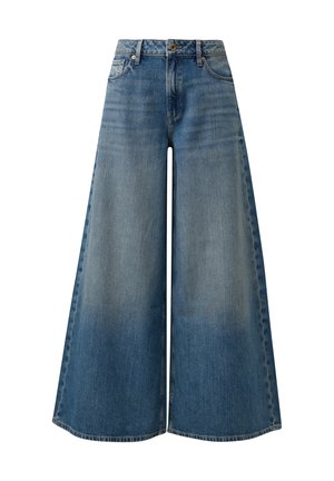 Weite Denim-Jeans in Hellblau mit klassischem Fünf-Taschen-Design, Knopfverschluss und subtilen, ausgeblichenen Details.