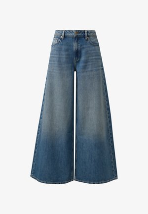 Weite Denim-Jeans in Hellblau mit klassischem Fünf-Taschen-Design, Knopfverschluss und subtilen, ausgeblichenen Details.