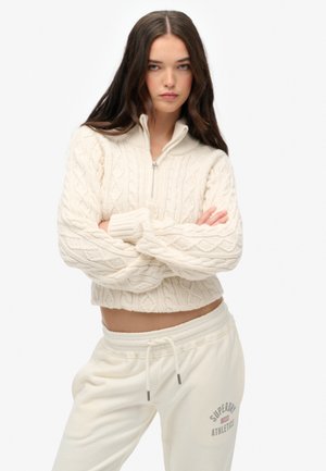 CABLE HALF ZIP  - Pullover - ecru