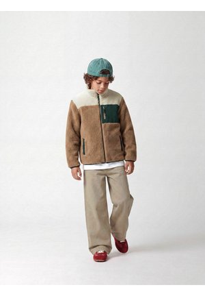 Name it, TEDDY JACKET COLORBLOCK - Fleecejas - toasted coconut