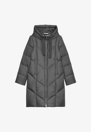 Marc O'Polo LONG NEW QUILTINGS WITH HOOD - Kabát z prachového peří - light graphite