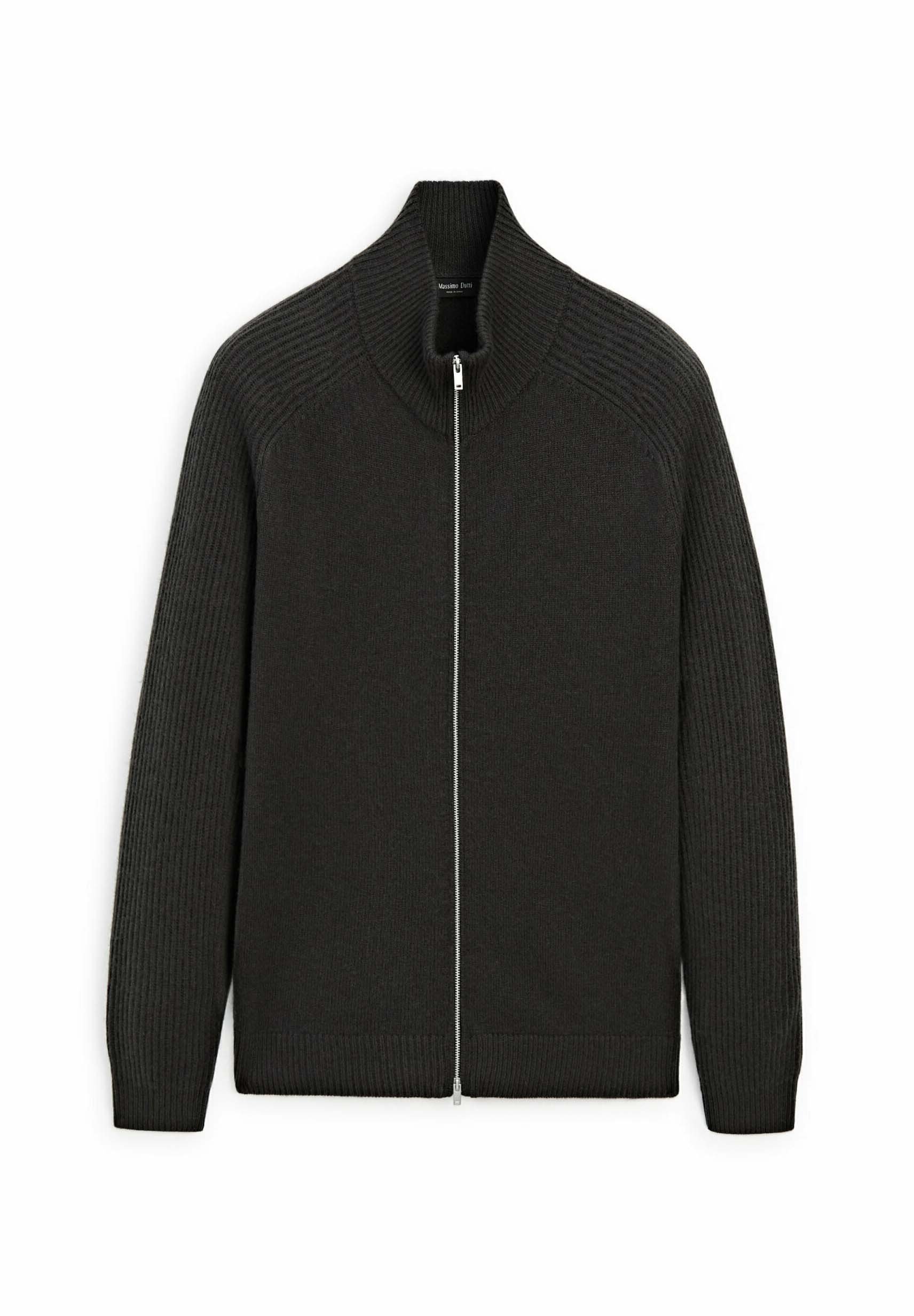Massimo Dutti HIGH NECK - Cardigan - mottled dark grey - Zalando