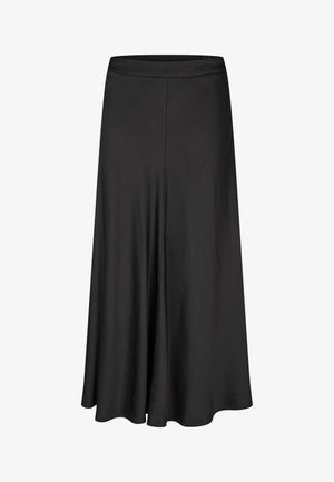 Sort, svajende nederdel lavet af glat stof med bred talje. Designet er ankellangt og har en diskret drapering for nem bevægelse.