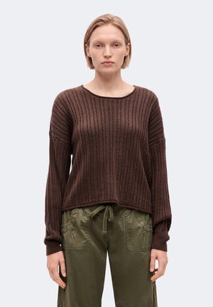 Hollister Co., CHASE MITCHELL SCOOP CABLE BANDED SWEATER - Пуловер - brown