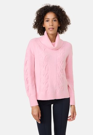 LANGARM RUNDHALS MIT ZOPFMUSTER - Strickpullover - rose quartz melange