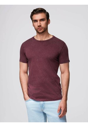 WITH A WASHED EFFECT - T-shirts basic - burgundy