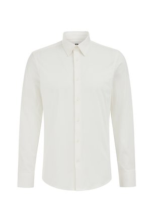 Long-sleeve white button-up shirt with pointed collar and standard cuffs, displayed against a plain white background.