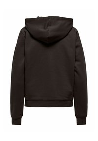 Sweat à capuche marron foncé vu de dos avec manches longues et poignets et ourlet côtelés.