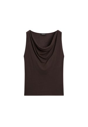 Massimo Dutti DRAPED NECKLINE - Top - dark brown