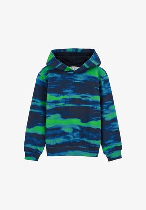 Modrá a zelená tie-dye mikina s kapucňou z bavlneného zmesi, s dlhými rukávmi a voľným strihom, so zúženým lemom a manžetami.