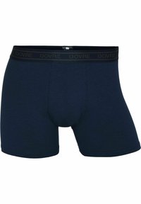Mørkeblå bomuldsboxershorts med blødt elastisk liv bånd med logo, glat tekstur og en tætsiddende design.