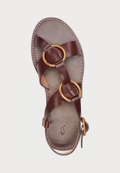 Polo Ralph Lauren DOUBLE O-RING LEATHER SANDAL - Sandales - chocolate