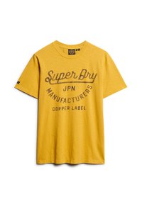 Superdry & Co LABEL SCRIPT - T-shirt con stampa - pigment yellow slub