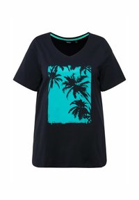 PALM TREE SHORT SLEEVE GRAPHIC - Triko s potiskem - navy blue