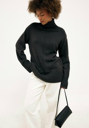 NA-KD, SEAM DETAIL TURTLENECK KNIT SWEATER - Jumper - dark grey