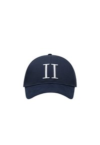 Navy blue cap made of fabric with a structured front. Features white embroidered "II" design on the front. Soft visor with an adjustable strap.