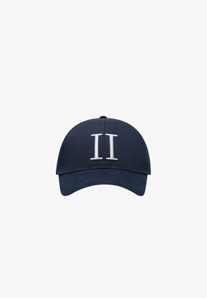 Navy blue cap made of fabric with a structured front. Features white embroidered "II" design on the front. Soft visor with an adjustable strap.