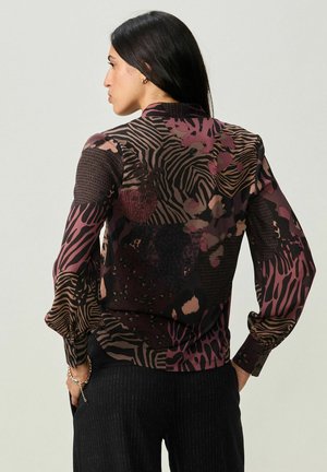 LONG SLEEVE V-NECK - REGULAR FIT - Blouse - purple berry mixed animal