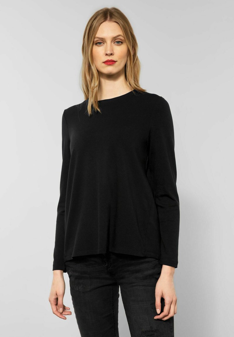 Street One SOFTES MIT RÜCKENFALTE - Langarmshirt - schwarz - Zalando.ch