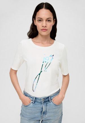MIT GLÄNZENDEM - T-Shirt print - ecru