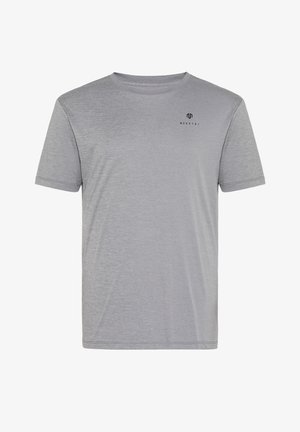 Šedé tričko s krátkým rukávem vyrobené z měkké tkaniny, s nenápadným logem na hrudi. Design s kulatým výstřihem a uvolněným střihem.