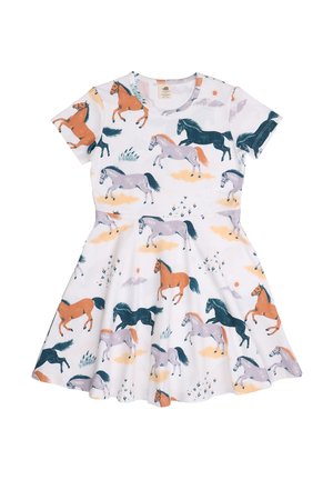 HAPPY HORSES-FLARED - Jersey dress - white
