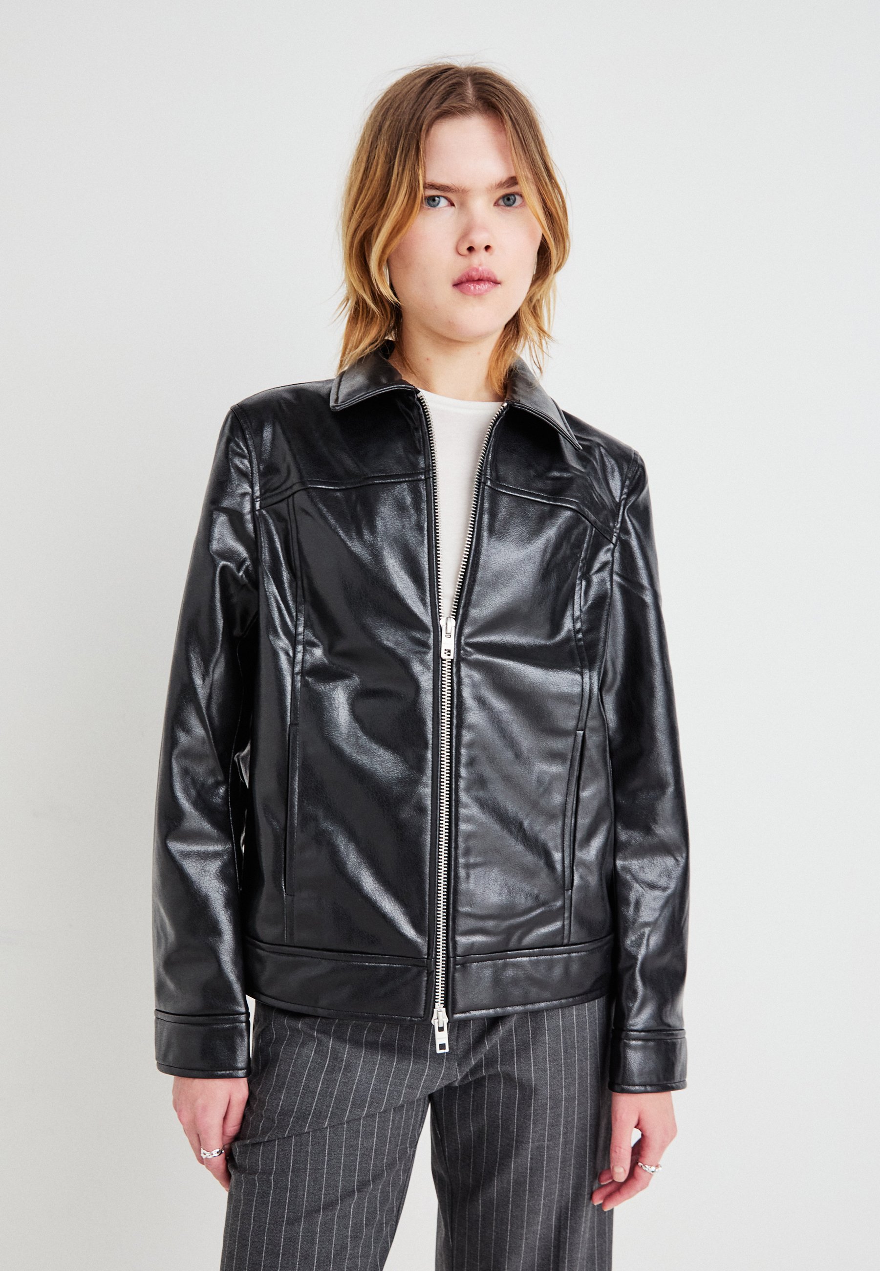 Weekday REGULAR FIT JACKET - Faux leather jacket - black - Zalando.ie