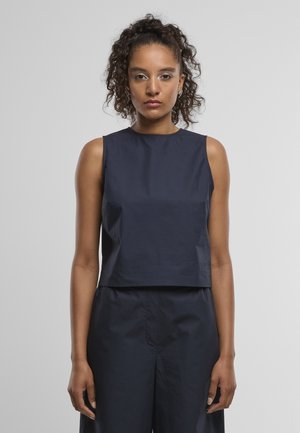 Urban Classics, LADIES POPELINE CROPPED TOP - Blusa - navy