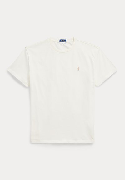 Λευκό T-shirt με κοντά μανίκια και στρογγυλή λαιμόκοψη, με μικρό ανοιχτό μπεζ λογότυπο Polo Ralph Lauren στο αριστερό στήθος.