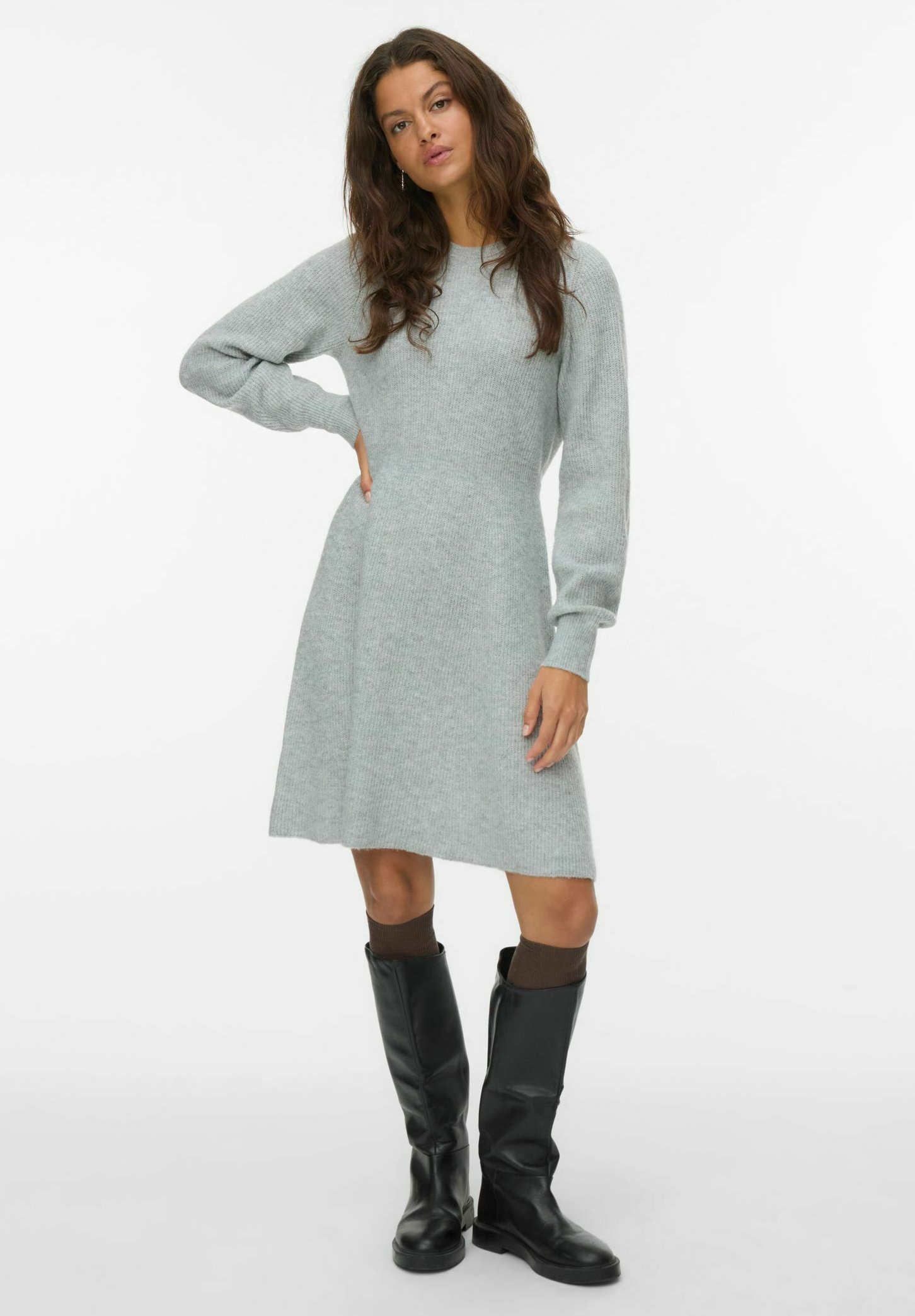 Vero Moda Jumper dress - light grey melange/light grey - Zalando