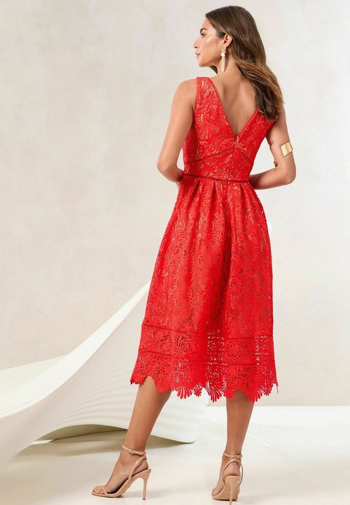 Lipsy PREMIUM 3D LACE EMBROIDERY FLORAL MIDI PROM - Day dress - pink -  Zalando